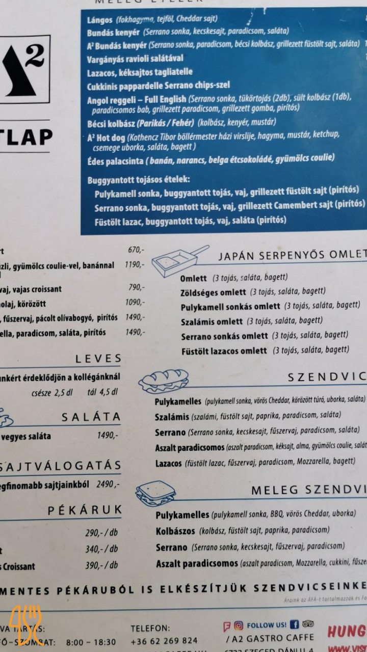 A2 Gastro Caffé Étlap