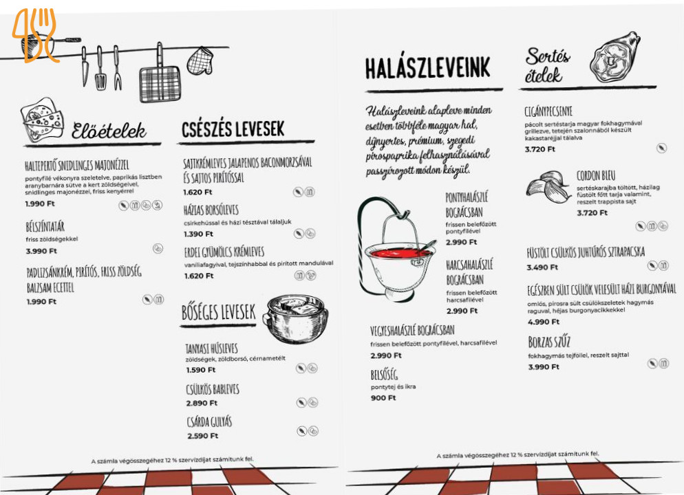 Harcsa Csárda Étlap