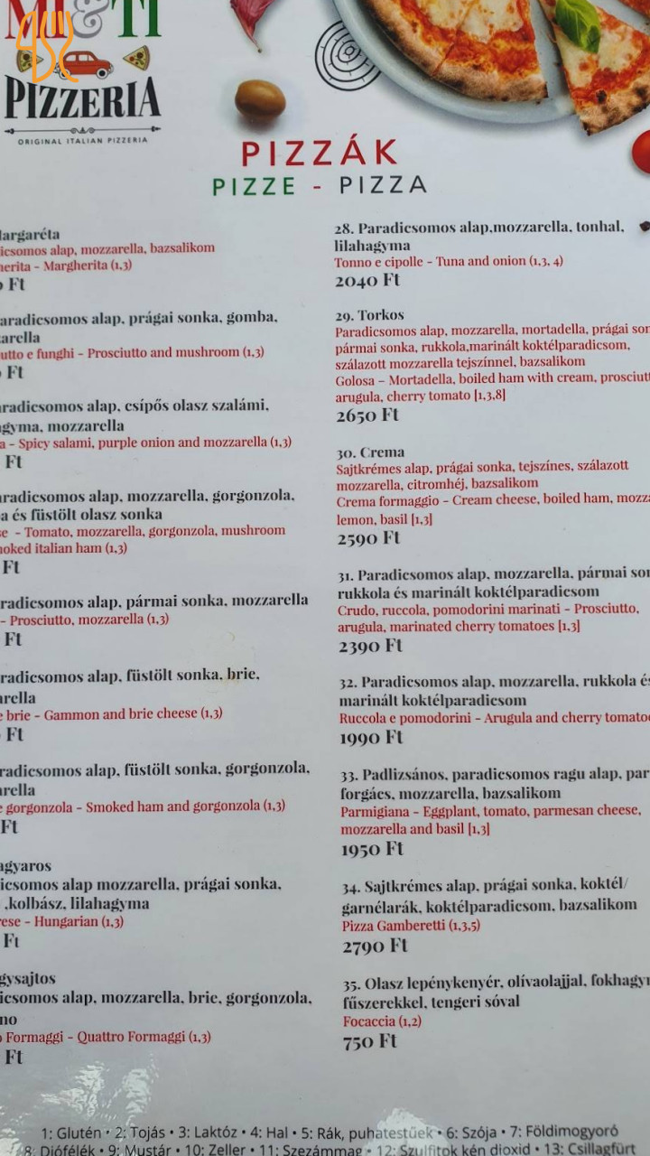 Mi Ti Pizzéria Étlap