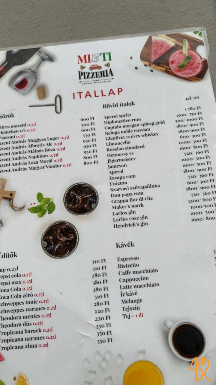 Mi Ti Pizzéria Étlap