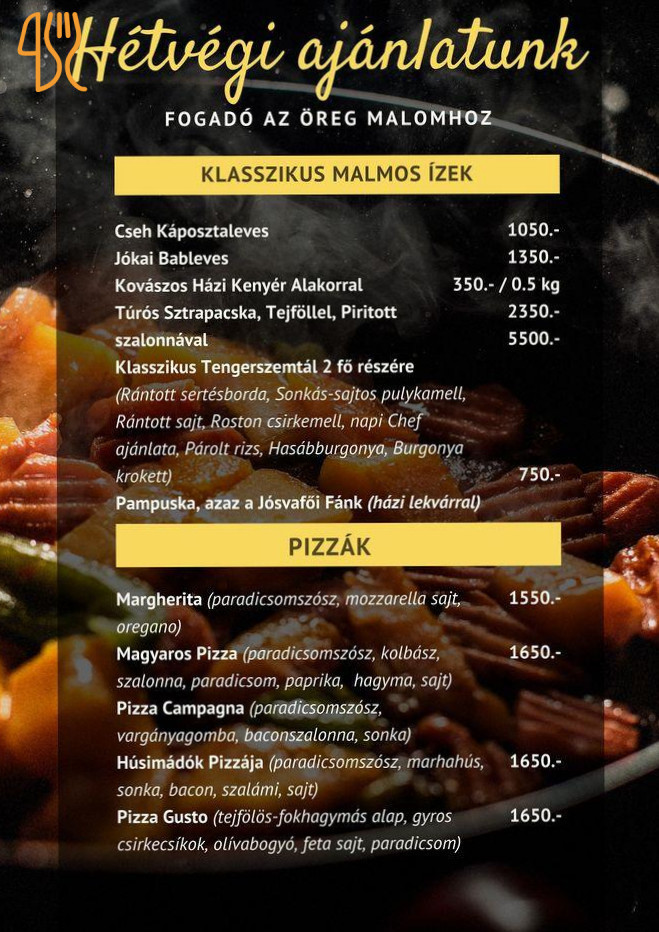 Fogadó Az Öreg Malomhoz Étlap