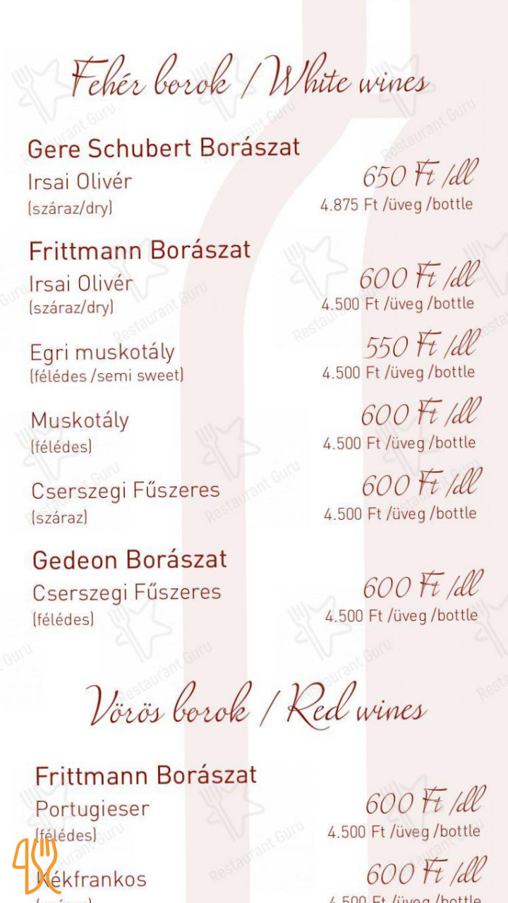 Elixir Restaurant Cafe Bar Étlap