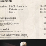 Templomkerti Kisvendéglő Étlap