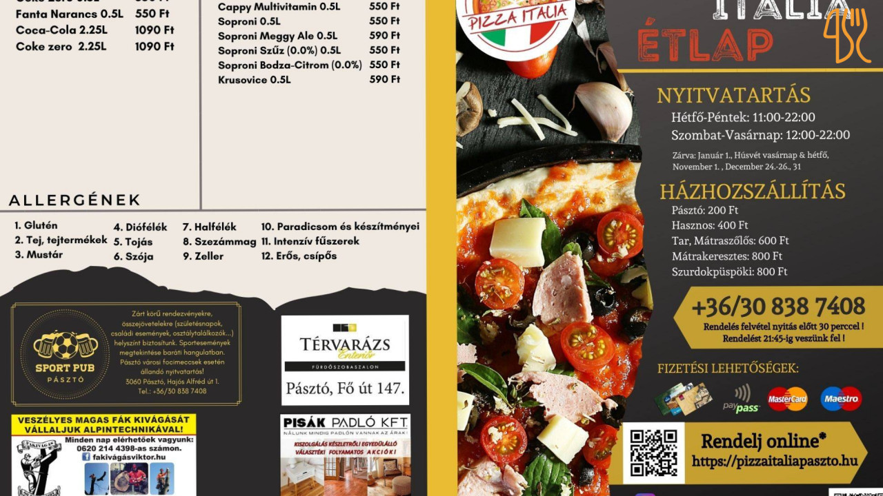 Pizza Italia Étlap