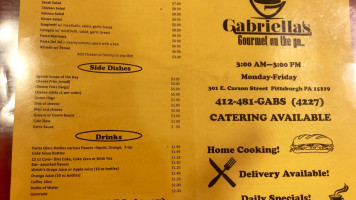 Gabriella's Gourmet menu