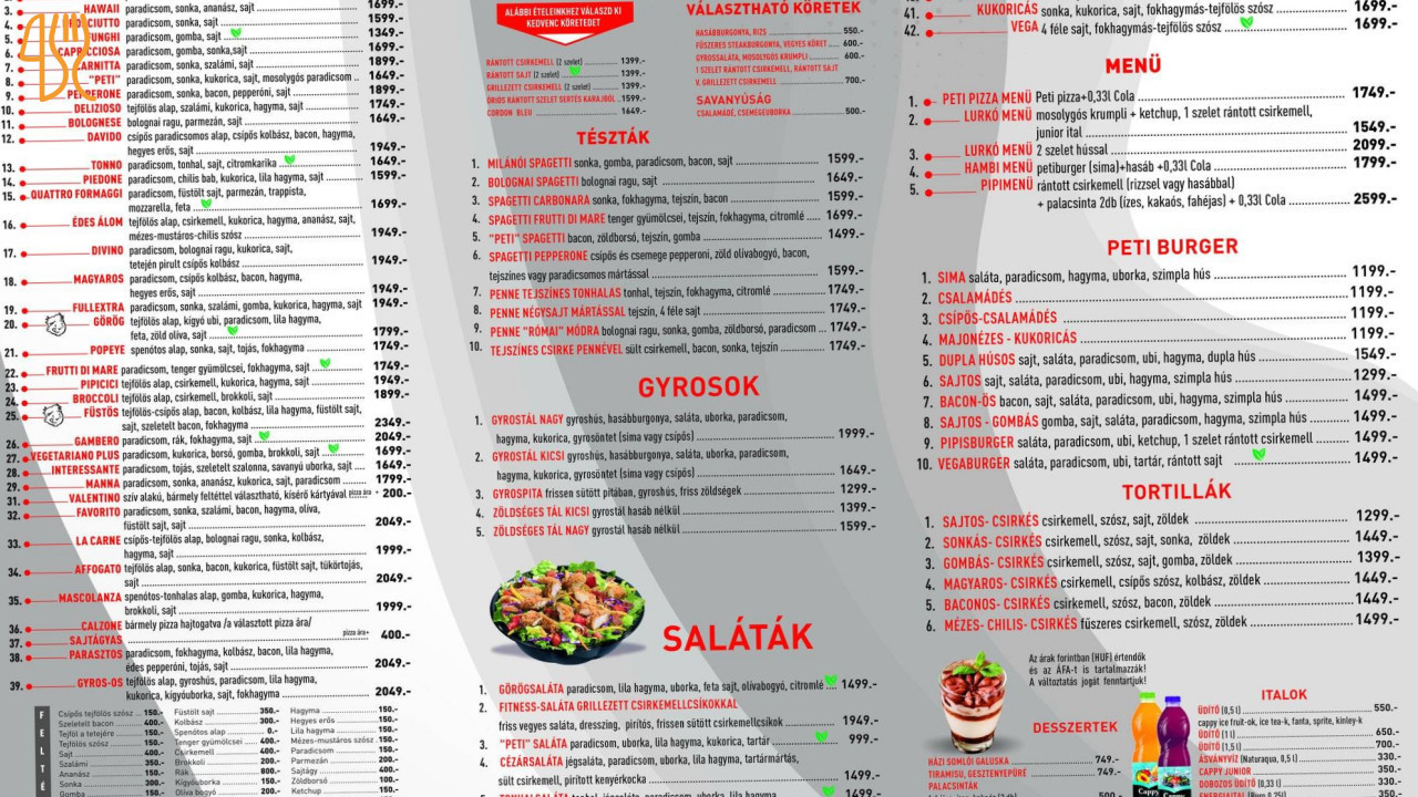 Peti Pizza Étlap