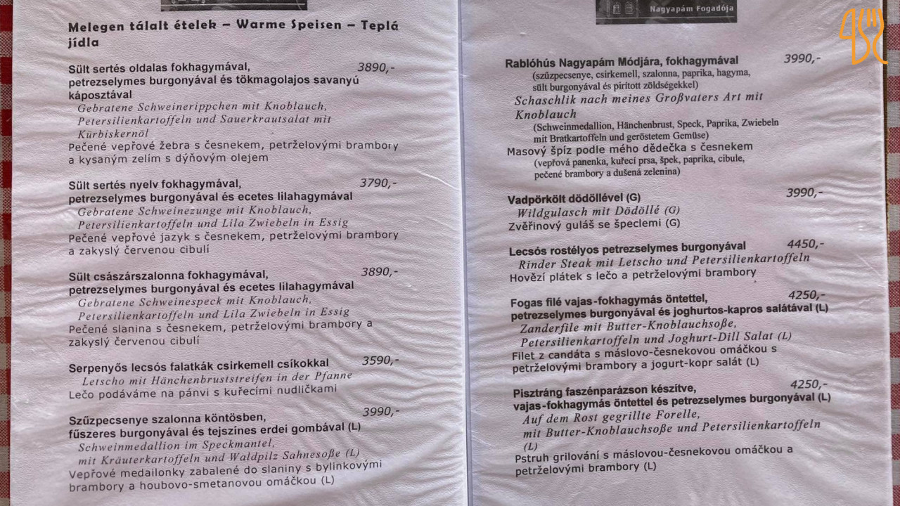 Nagyapám Borozója Étlap