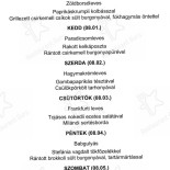 Turul Kisvendéglő Étlap