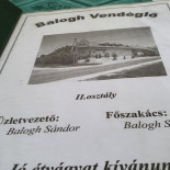 Balogh Vendéglő Bent