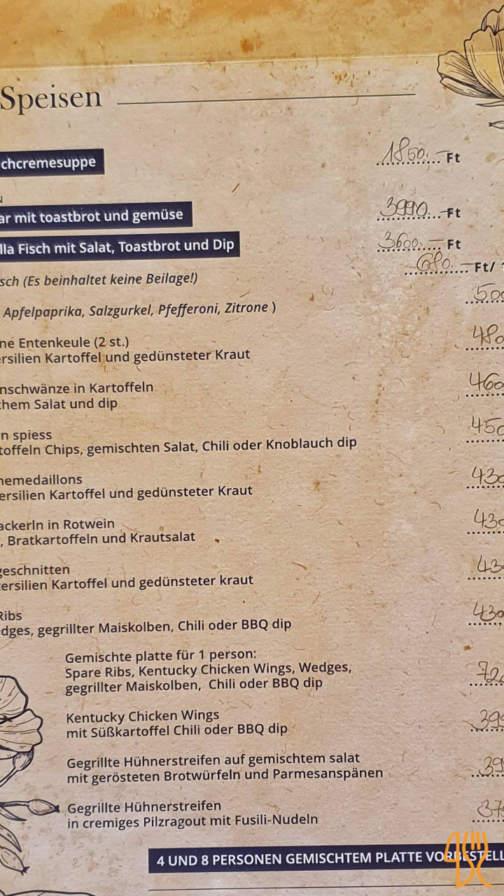 Kovács Kocsma Étlap