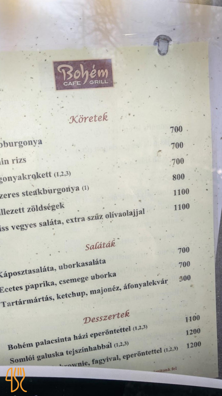 Bohém Étterem Dobogókő Étlap