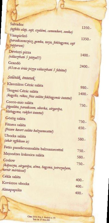 Cocco Mio Étlap