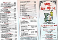 Kaming Cantonese Takeaway menu