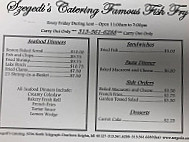 Szegedi's menu