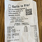 Autogrill Flaminia Ovest menu