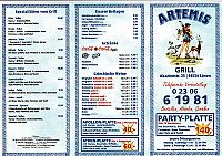 Artemis Grill menu