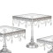 3 Pc Square Cake Stand Silver